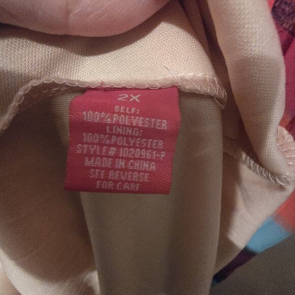 Flying Tomato Shore Vacays Rainbow Chiffon Maxi Dress Womens 2X Pleated Ruched - Picture 6 of 12